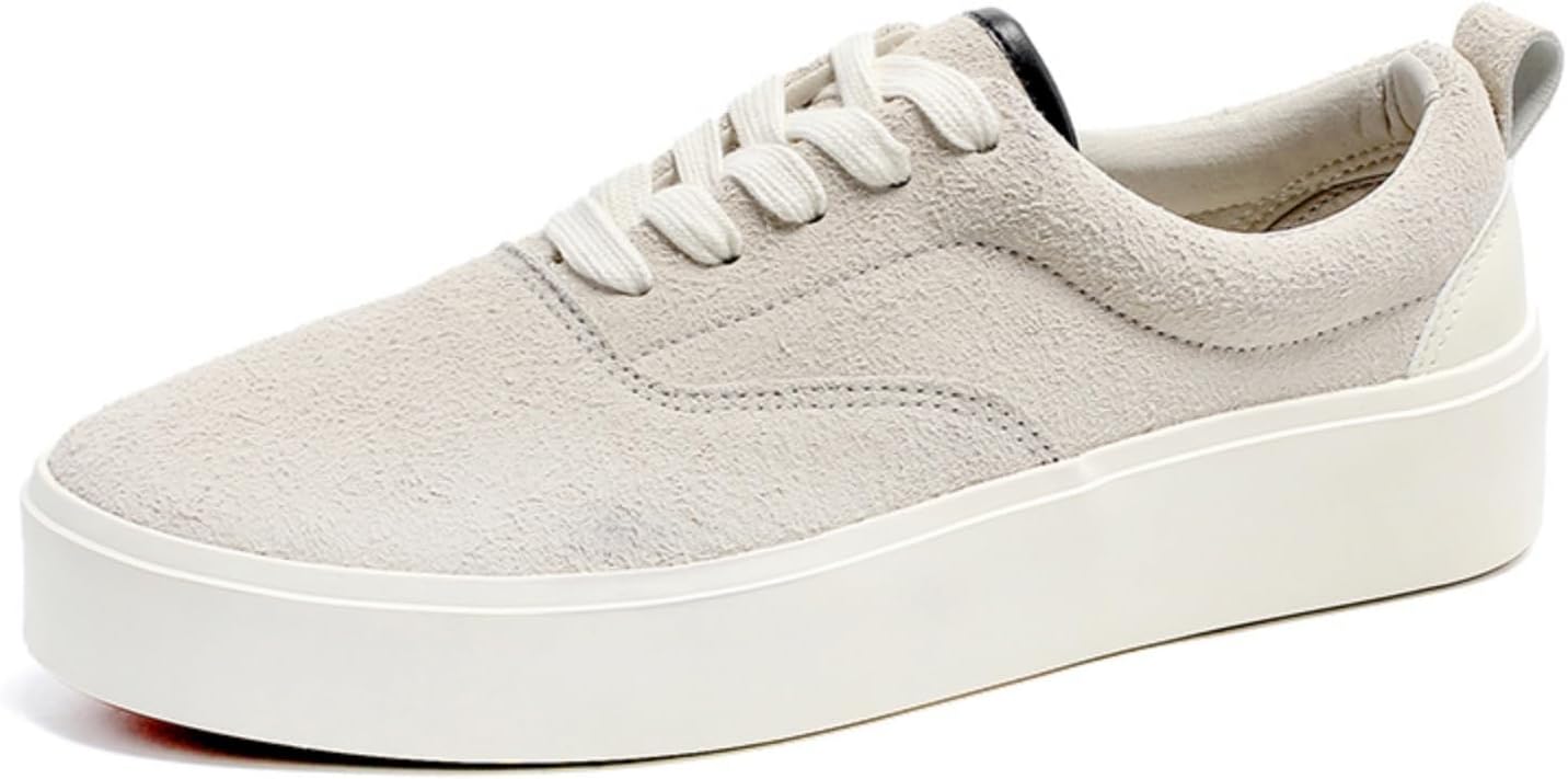 

Мужские повседневные кроссовки из искусственной замши с толстой подошвой, круглый носок, шнуровка, удобные для ходьбы, с текстурированной резиновой подошвой и петелькой для надевания, для ежедневного ношения Kelibasi, бежевый