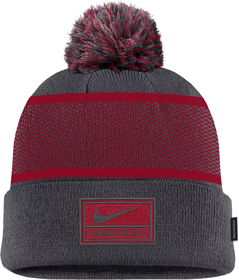 

Серая шапка из ТПУ с вязаными манжетами и помпонами Nike для взрослые Washington State Cougars