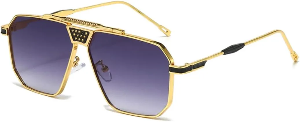 

Ретро металлические квадратные женские солнцезащитные очки класса люкс для защиты от УФ-излучения UV400, модные градиентные мужские очки generic, Golden Gray Gradient