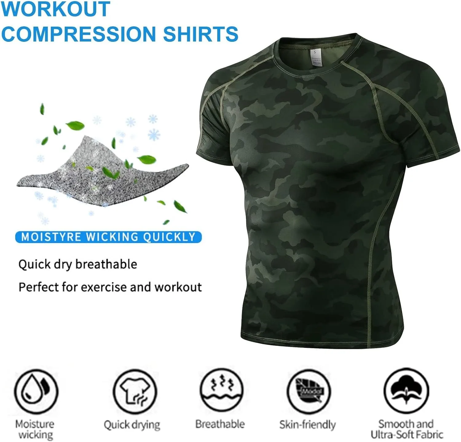 Мужская компрессионная футболка Camouflage Military с коротким рукавом — фото 3