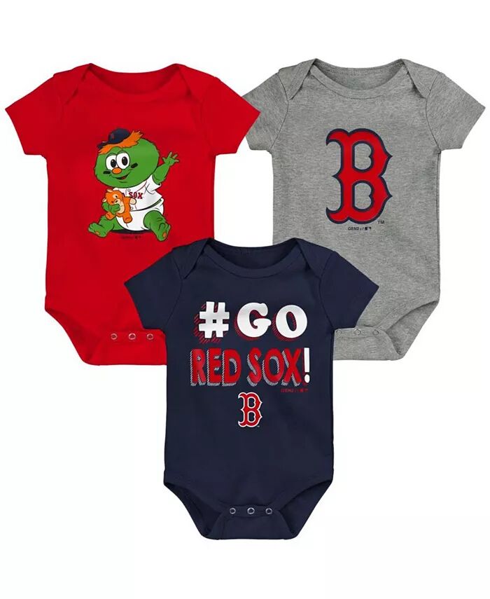 

Комплект боди для новорожденных, темно-синий, красный, серый Boston Red Sox Born To Win, 3 шт Outerstuff