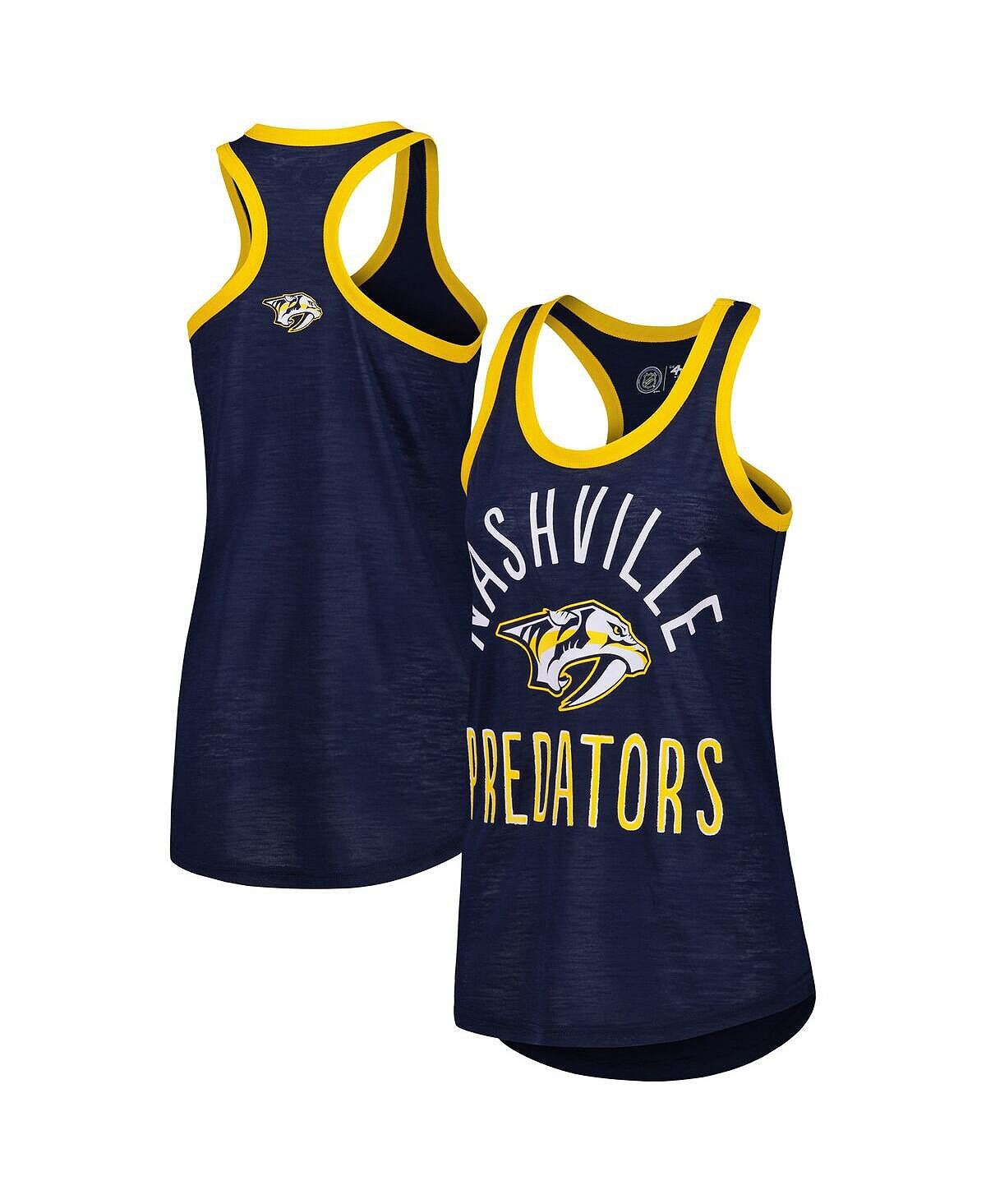 

Женская темно-синяя майка Nashville Predators First Base Racerback с овальным вырезом G-III 4Her by Carl Banks, темно-синий