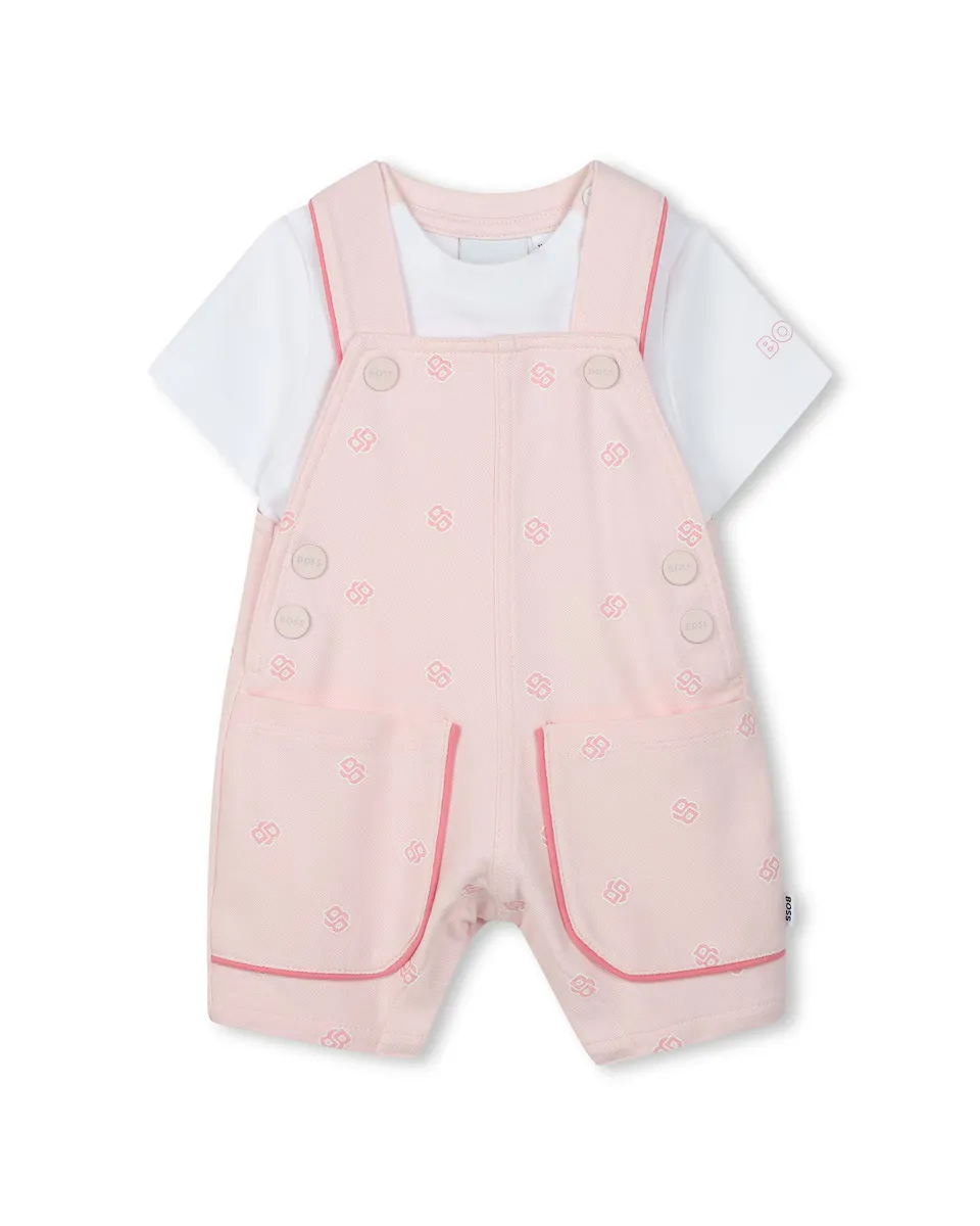 

Розовый комплект с короткими рукавами для девочки BOSS Kidswear