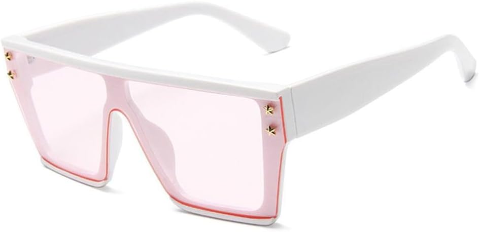 

Солнцезащитные очки в крупной оправе для мужчин и женщин, прямоугольные, с плоской верхней частью, винтажные, классические, с защитой от УФ-излучения UV400 KTUCN, White Pink