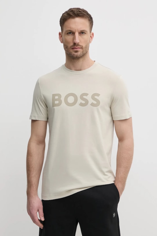 

Хлопковая футболка Boss Orange, бежевый
