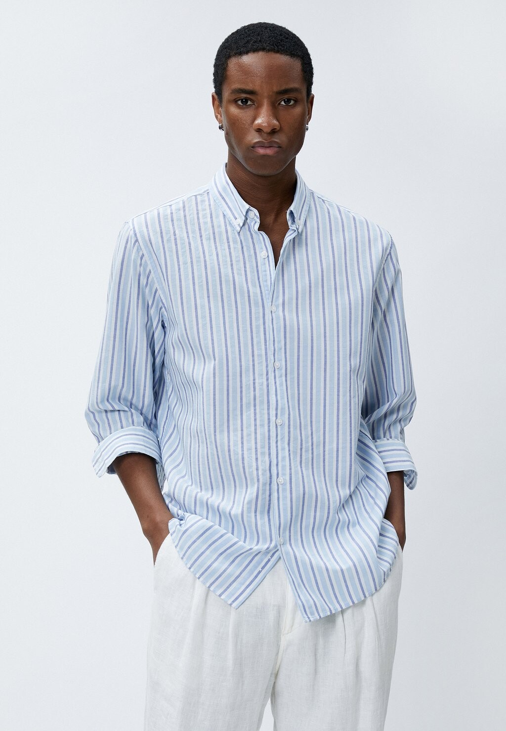 

Рубашка Classic Neck Buttoned Long Sleeve Koton, синий