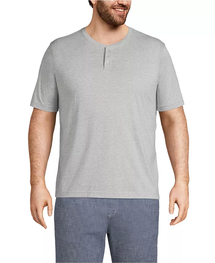 

Футболка-хенли с коротким рукавом Big & Tall Super-T Lands' End, серый