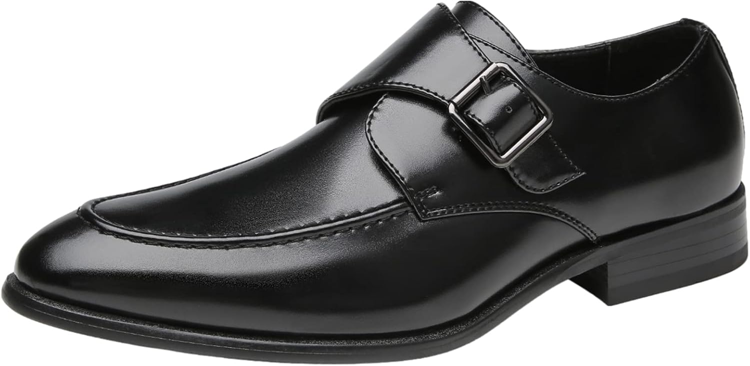 

Мужские туфли Jamron с одной пряжкой в стиле монах, из микрофибры и кожи, формальные лоферы, черный