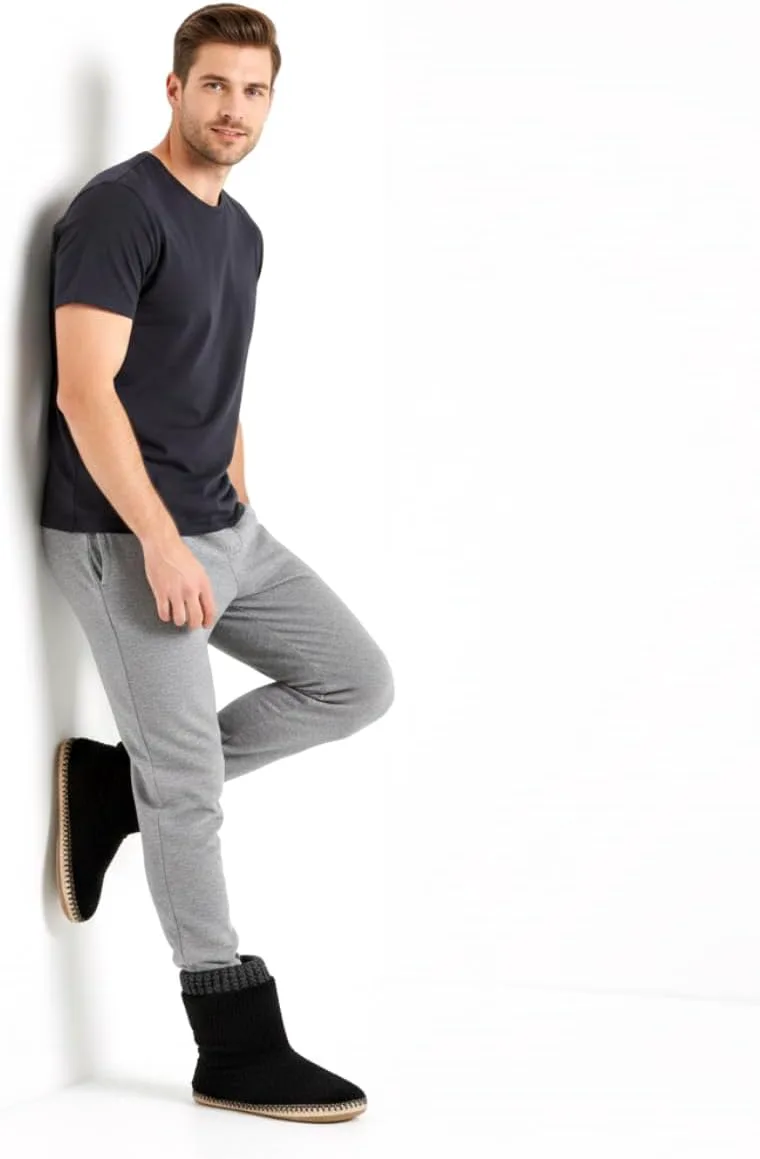 

Cosyone1997 Уютные домашние тапочки для мужчин, с мягкой меховой отделкой и нескользящей подошвой, теплые носки-мокасины, зимние подарки на Рождество, уникальные, черный