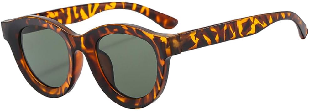 

Солнцезащитные очки LVTFCO овальной формы с толстой оправой, модные, для мужчин и женщин, в стиле панк-ретро, ​​минималистичные, с защитой от УФ-излучения UV400, Leopard Green