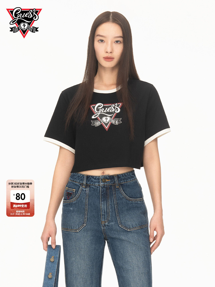

Футболка женская Guess короткая, черный