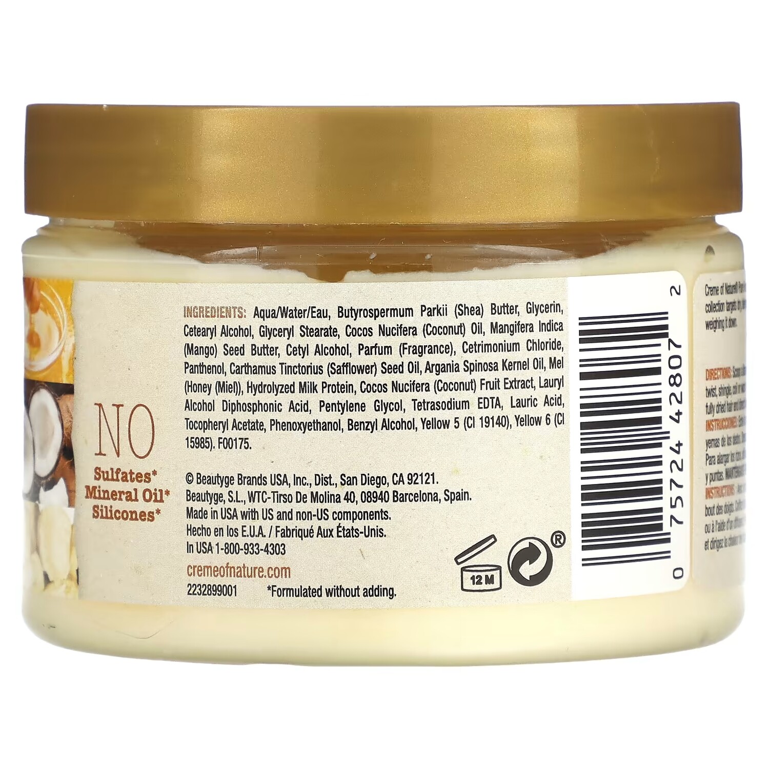 Pure Honey Moisture Крем для кнута для скручивания, 11,5 унций (326 г) Creme Of Nature — фото 2