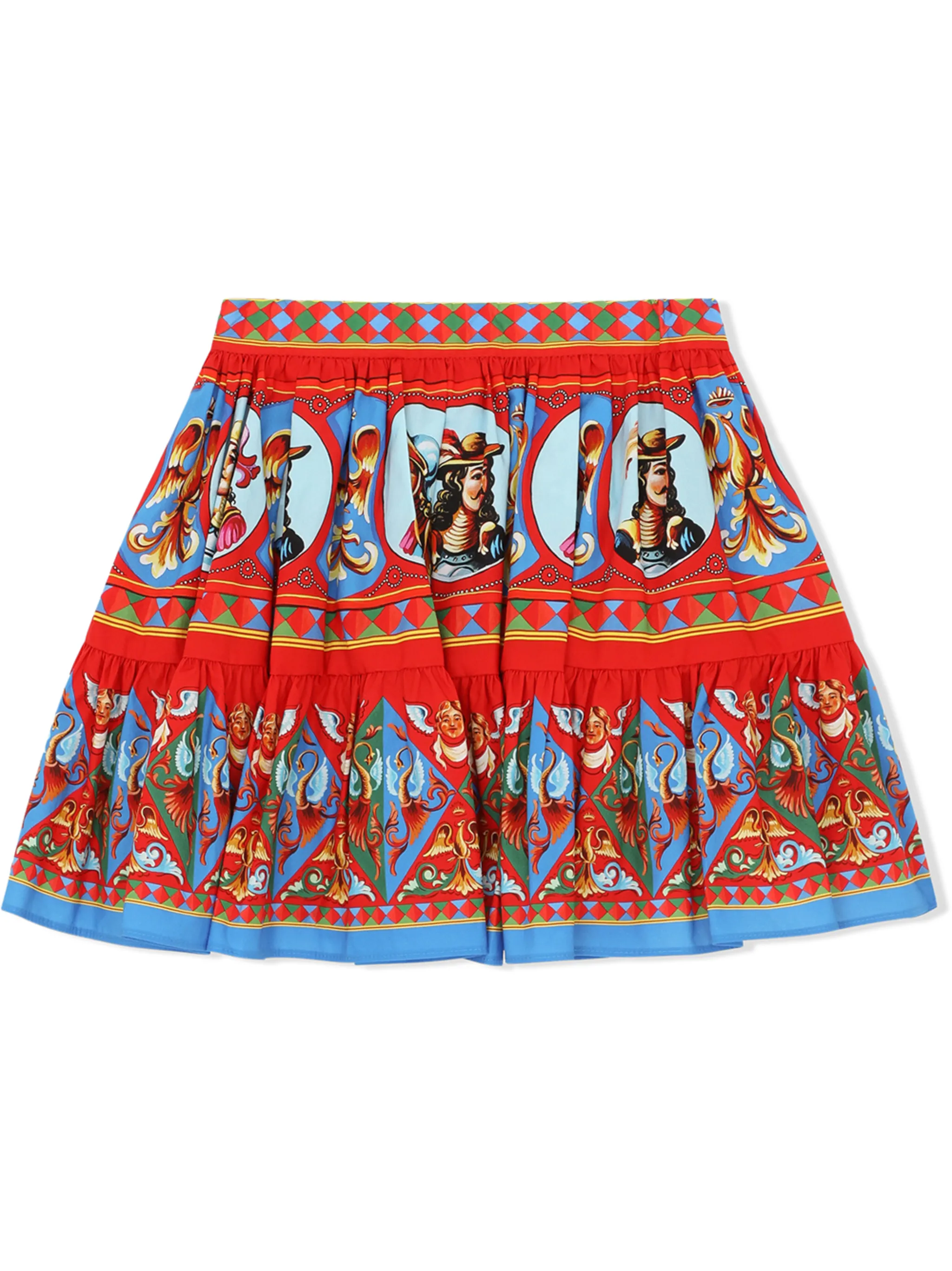 Плиссированная юбка мини с принтом Carretto Dolce & Gabbana Kids, красный — фото 2