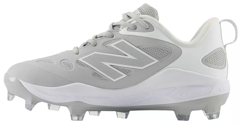Женские формованные бутсы для софтбола New Balance Fresh Foam X VELO v4, серый/белый — фото 2