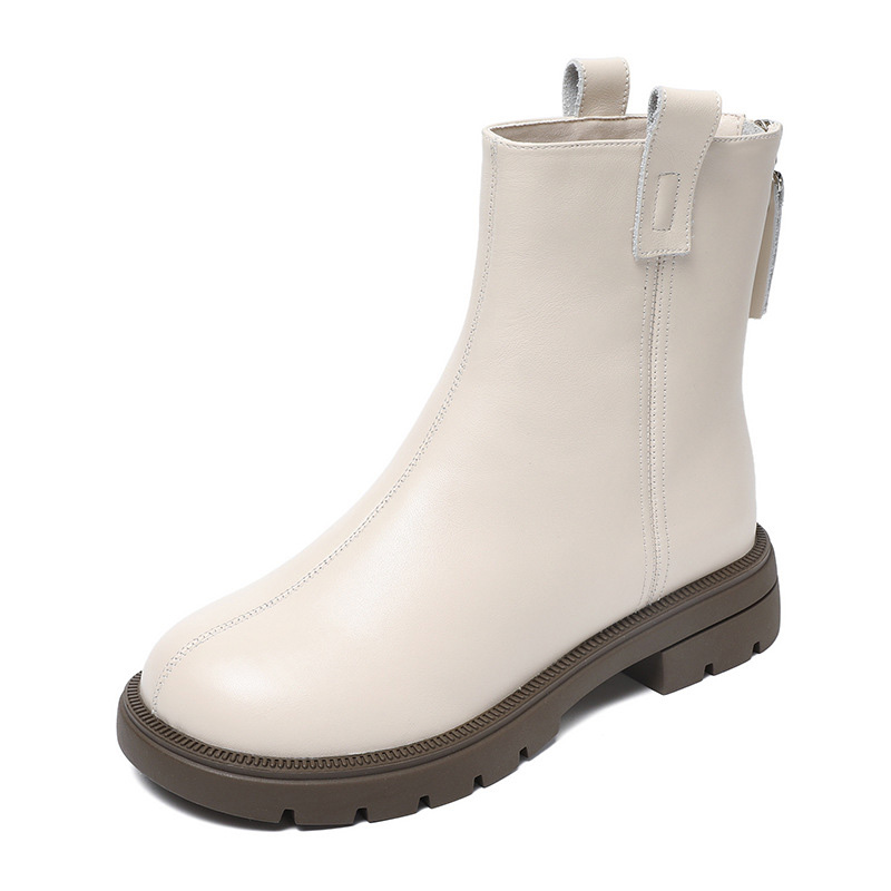 Devanro Женские ботильоны 3,5 см с меховой подкладкой бежевые, цвет Beige Fleece-Lined