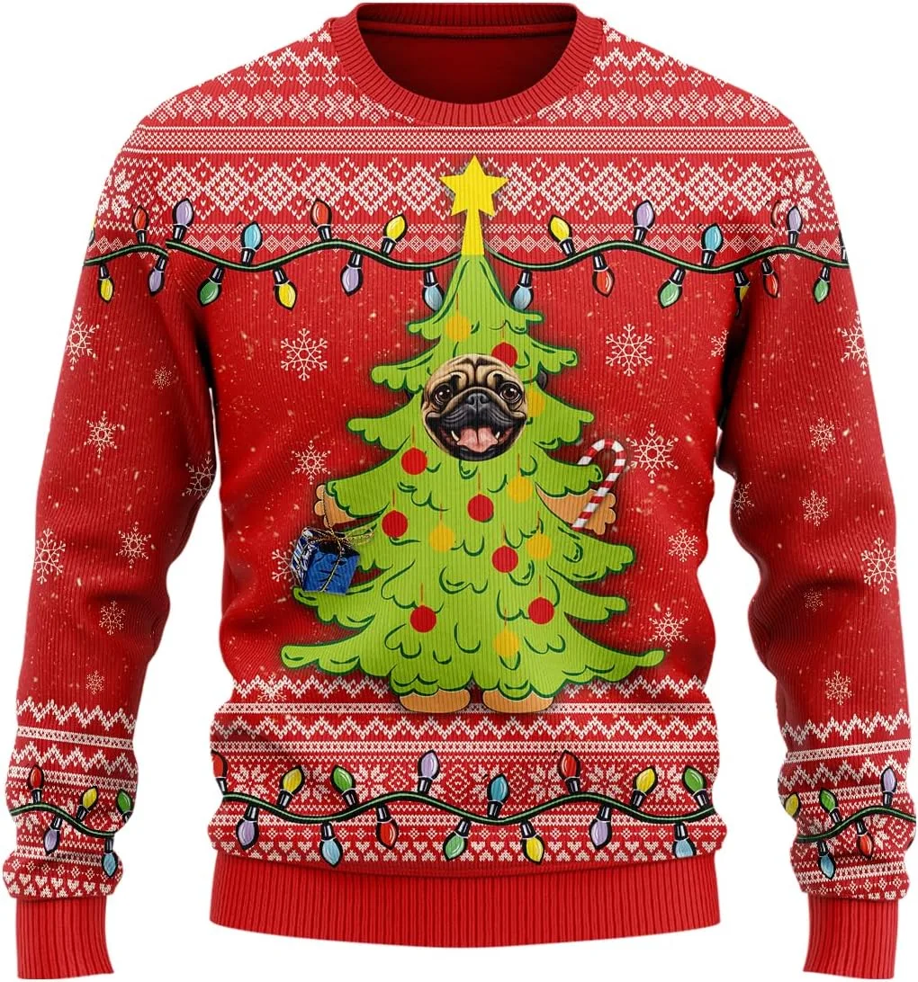 

Свитер Dog Funny Ugly Christmas с рождественской елкой и собакой HANZSPROUT