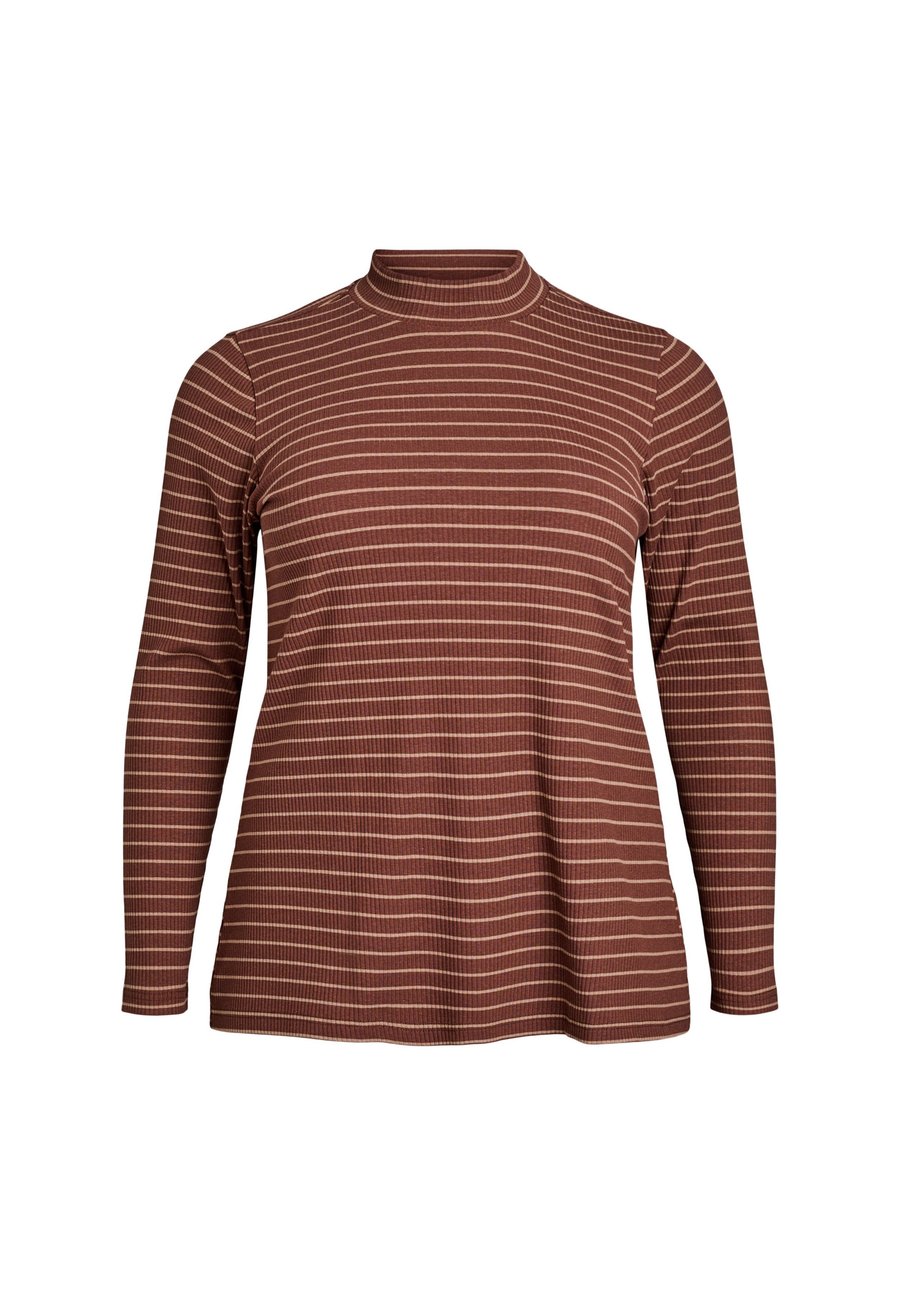 

Топ Zizzi GESTREIFTE MIT STEHKRAGEN, F Fudge Caribou/Brown