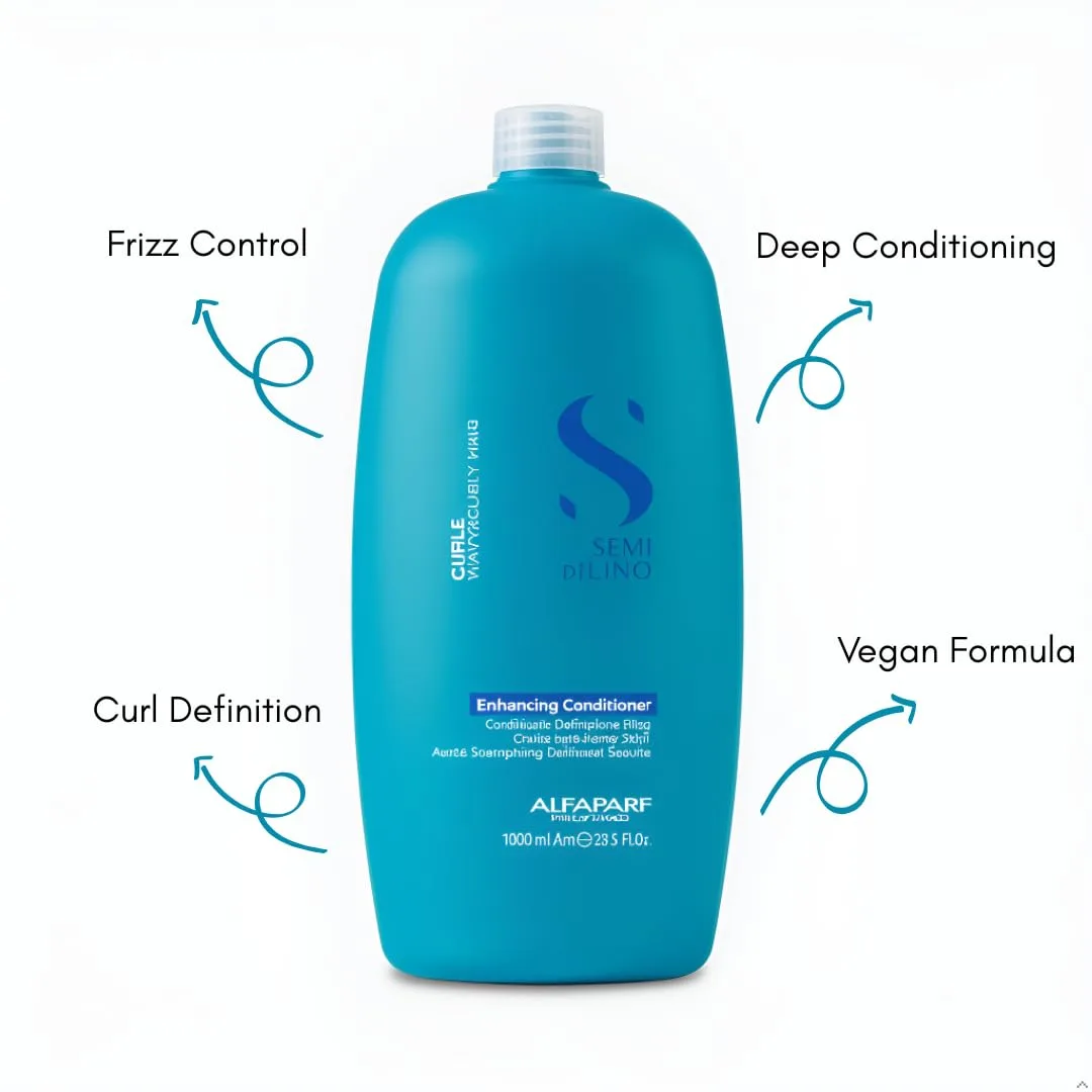 Кондиционер для кудрявых и волнистых волос Alfaparf Milano Semi Di Lino Curls Enhancing Conditioner - увлажняет и питает - уменьшает пушистость - защищает от влажности - формула подходит для веганов 1000 мл — фото 3