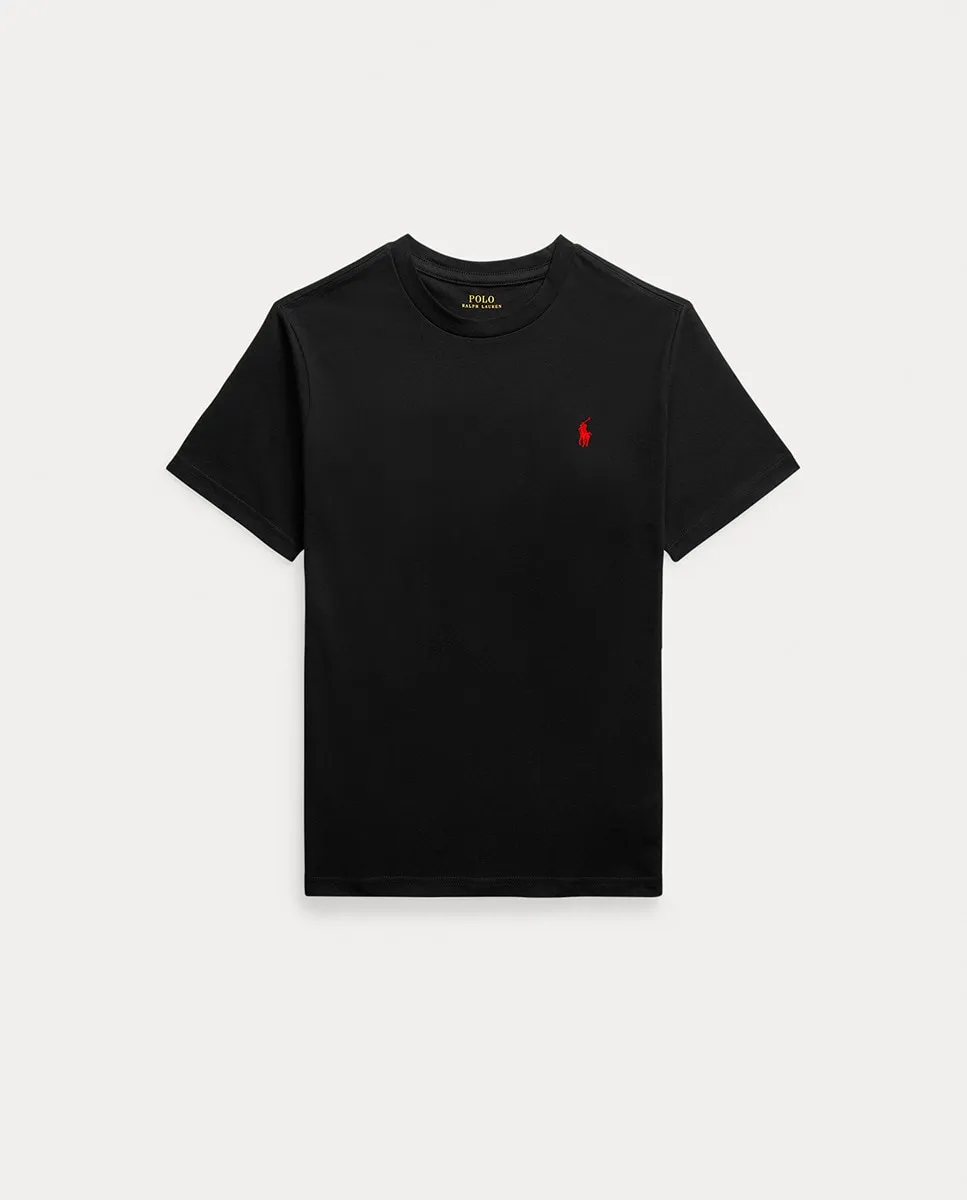 Черная хлопковая футболка для мальчика Polo Ralph Lauren — фото 3