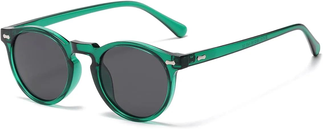 

Солнцезащитные очки Gleyemor Vintage Polarized для мужчин, круглые, с защитой UV400, в ретро-стиле, с оправой из ацетата ручной работы, Green Frame/Grey Lens