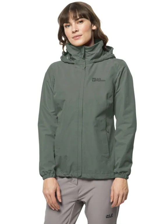 

Функциональная куртка Jack Wolfskin "STORMY POINT 2L JKT W", с капюшоном, со складным капюшоном, оливковый