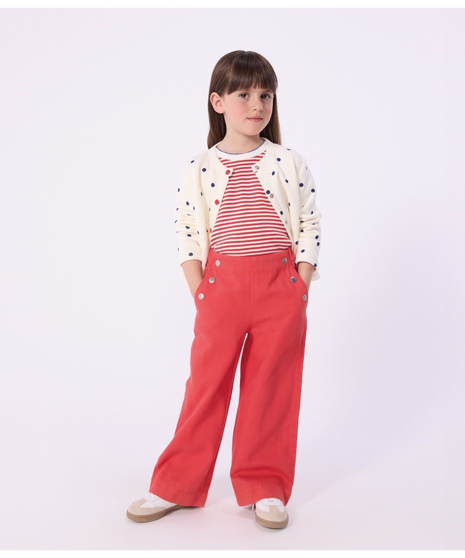 Кардиган с принтом в горошек PETIT BATEAU, Off-white/blue — фото 2