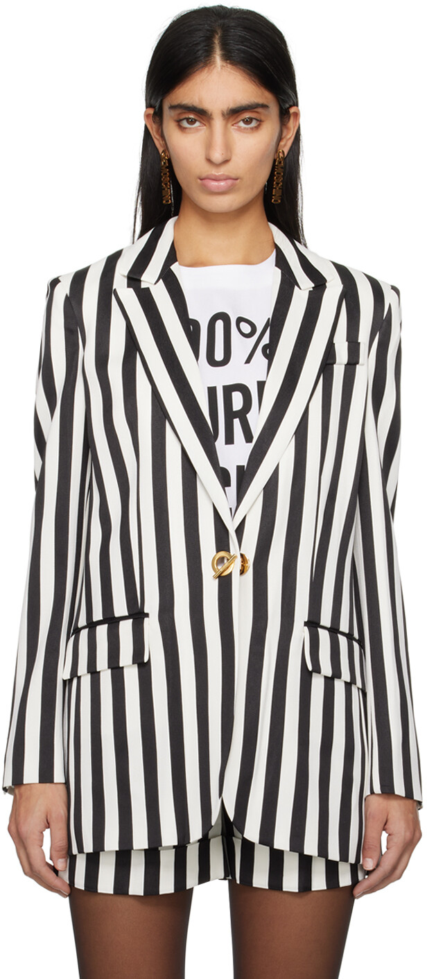 

Черно-белый полосатый пиджак Moschino