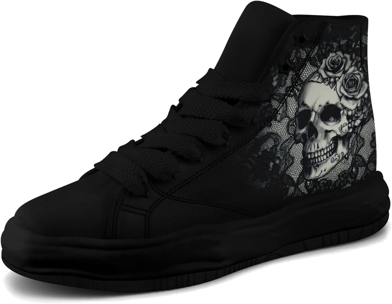 

Высокие кеды из холщовой ткани с черепами для мужчин и женщин, повседневная и комфортная обувь для скейтбординга, готический дизайн, противоскользящие теннисные кроссовки Coolcustomize, черный