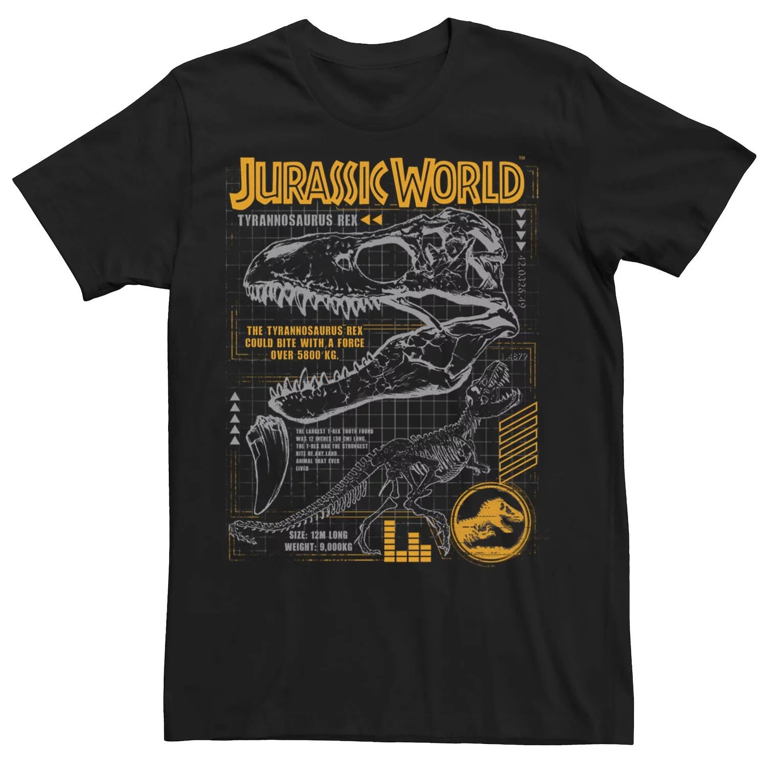 

Мужская оранжевая футболка с рисунком Jurassic World Two T-Rex Licensed Character, черный