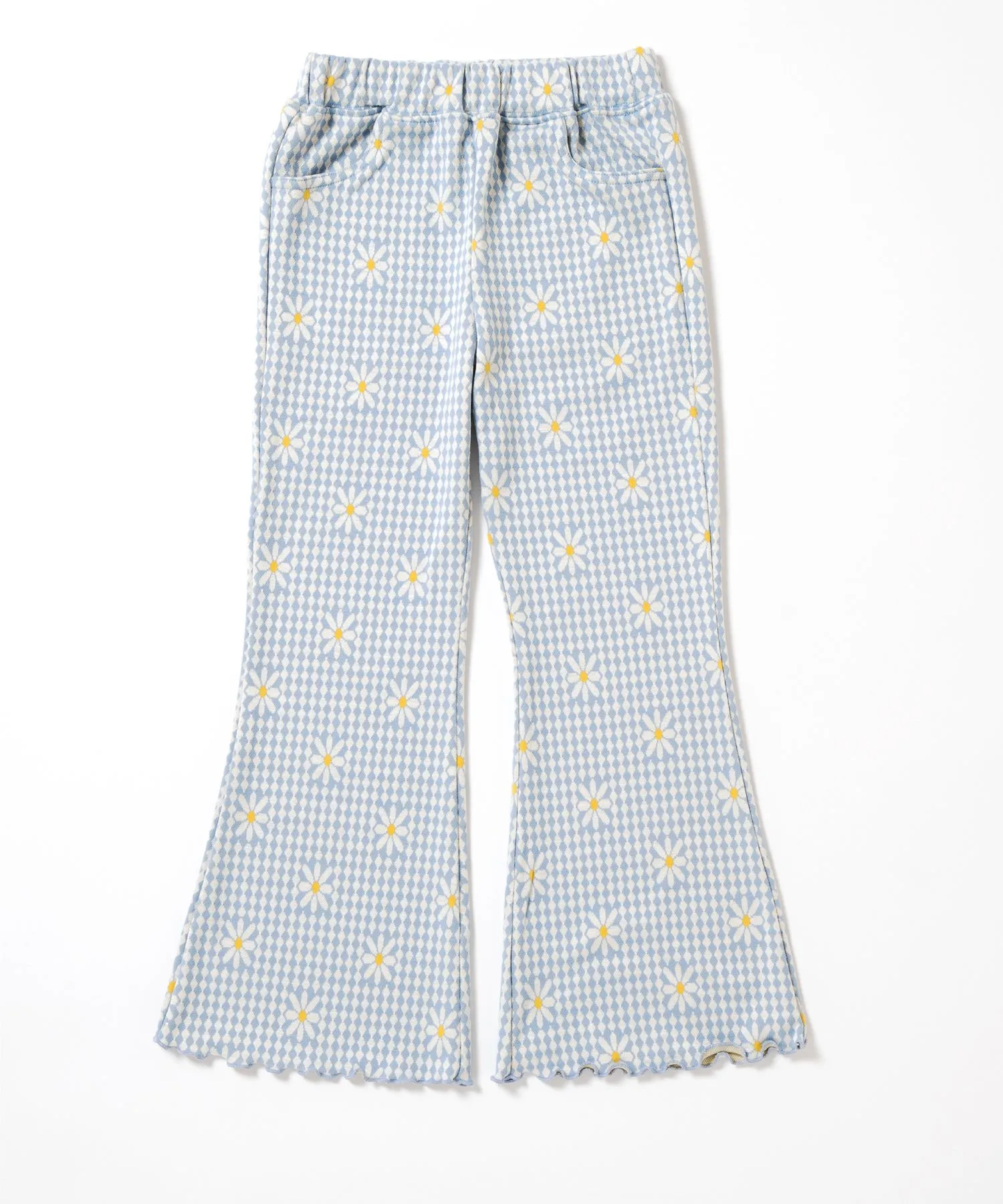 Расклешенные брюки из жаккардовой ткани по всей поверхности Ever Closet, Daisy Blue — фото 3