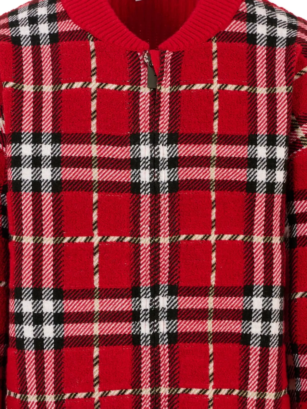 Клетчатый бомбер на молнии Burberry Kids, красный — фото 3