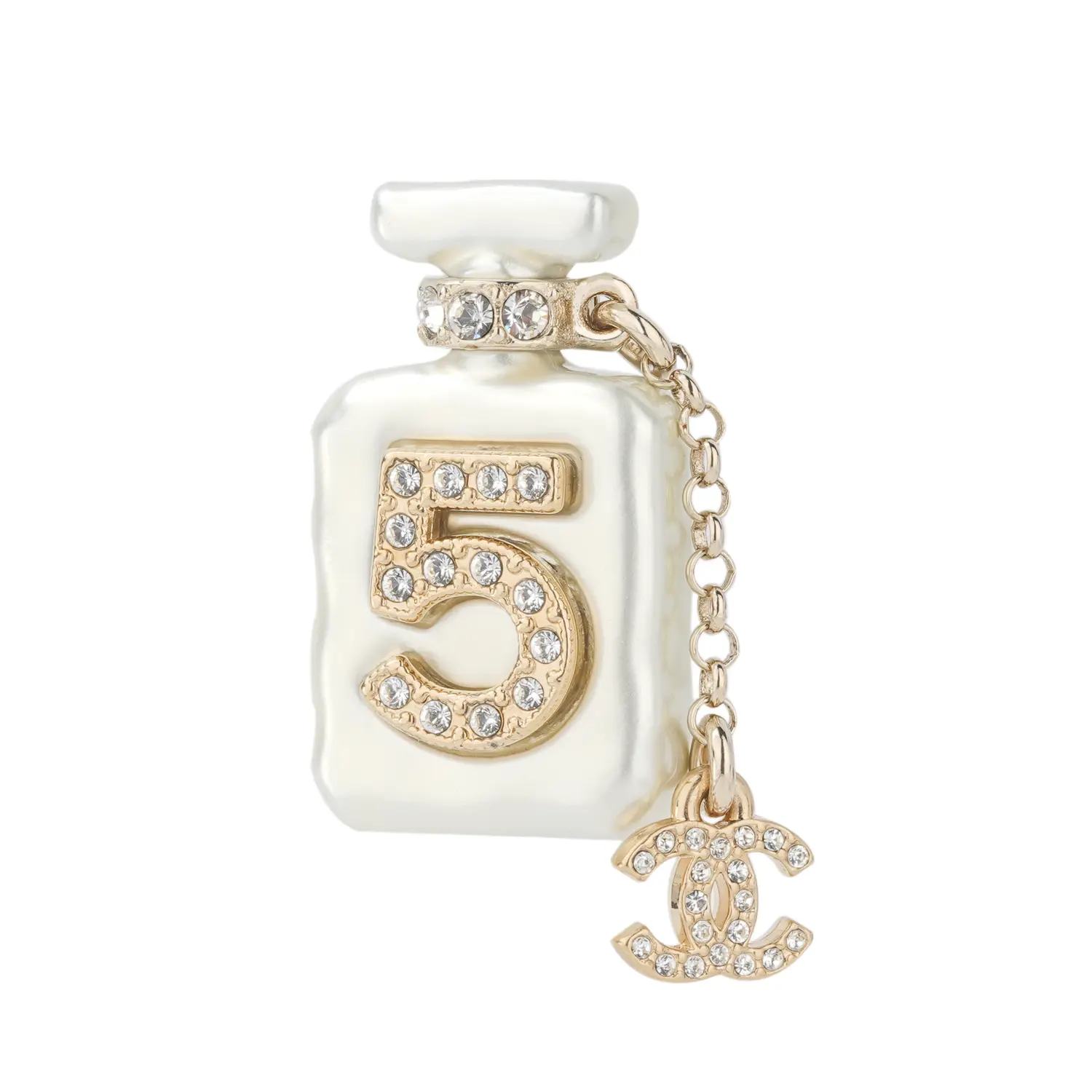 

Металлическая брошь со стразами для женщин CHANEL, золото