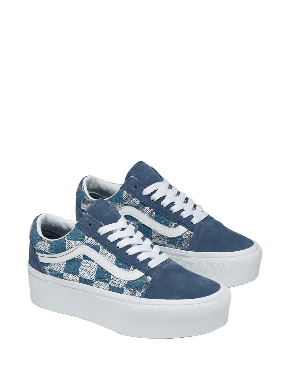 Кроссовки на платформе в стиле олдскул Vans, синий — фото 2
