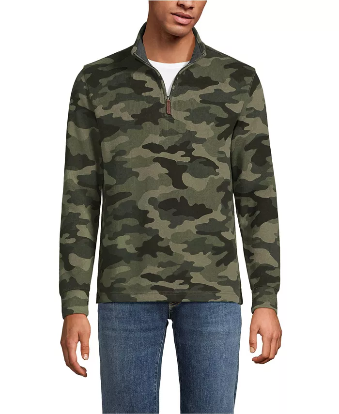 

Мужской повседневный кардиган Bedford Rib с застежкой на четверть Lands' End, зеленый