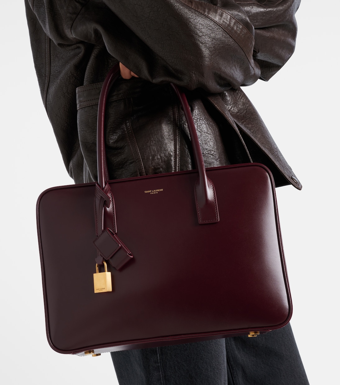 Кожаная сумка-тоут Sac De Jour Saint Laurent, Rouge Cabernet — фото 2