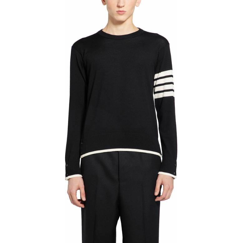 

Джемпер с круглым вырезом и полосками 4 Bar THOM BROWNE, черный