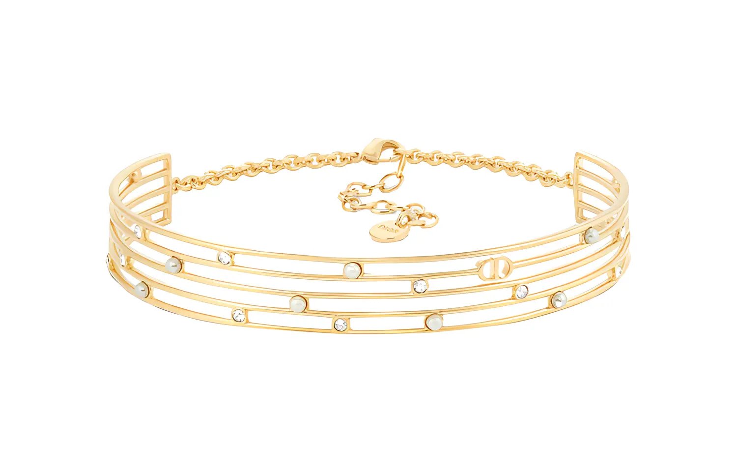 

Женское ожерелье из кристаллов, жемчуга и металла Dior, золото