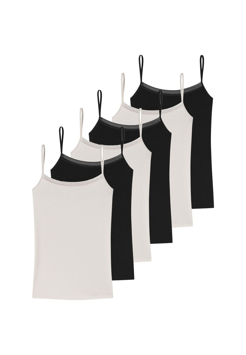 

Комплект из 6 топов-спагетти из хлопкового кружева SCHIESSER, цвет Schwarz Sand