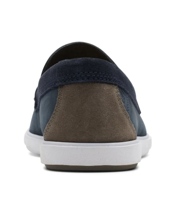 Мокасины из нубука темно-синего цвета, летние туфли Clarks, синий — фото 4