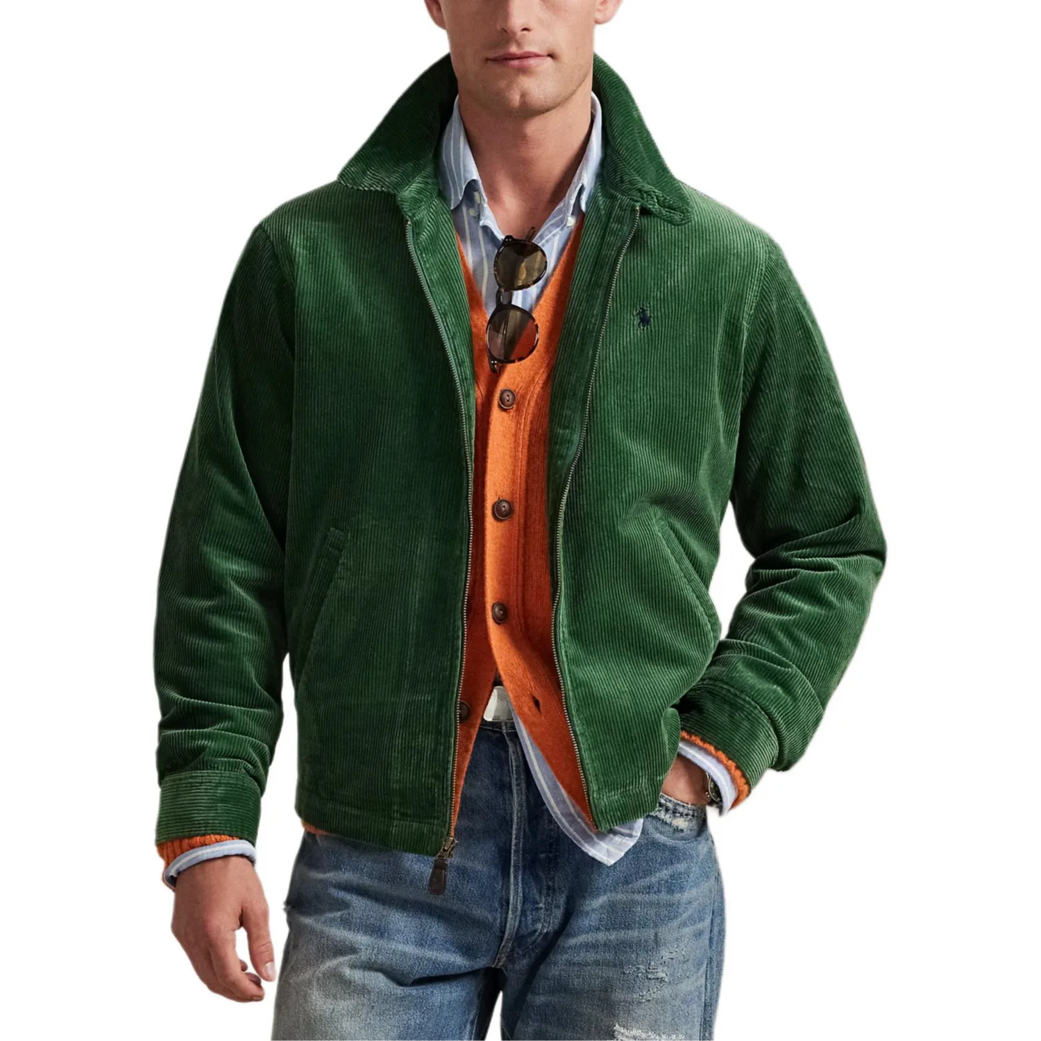 Вельветовая куртка на молнии Polo Ralph Lauren, Grassland Green — фото 2
