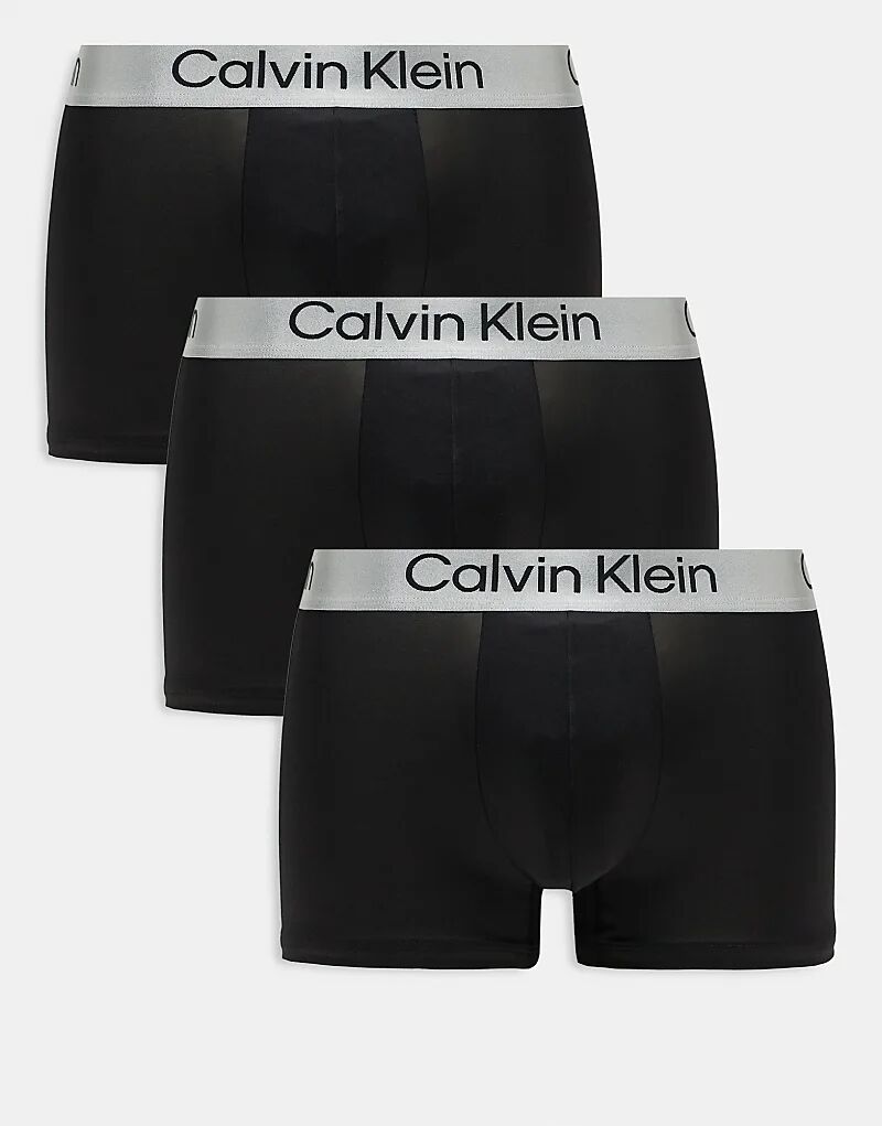 

Комплект из 3 трусов-боксеров Calvin Klein из микрофибры стретч черного цвета с серым поясом