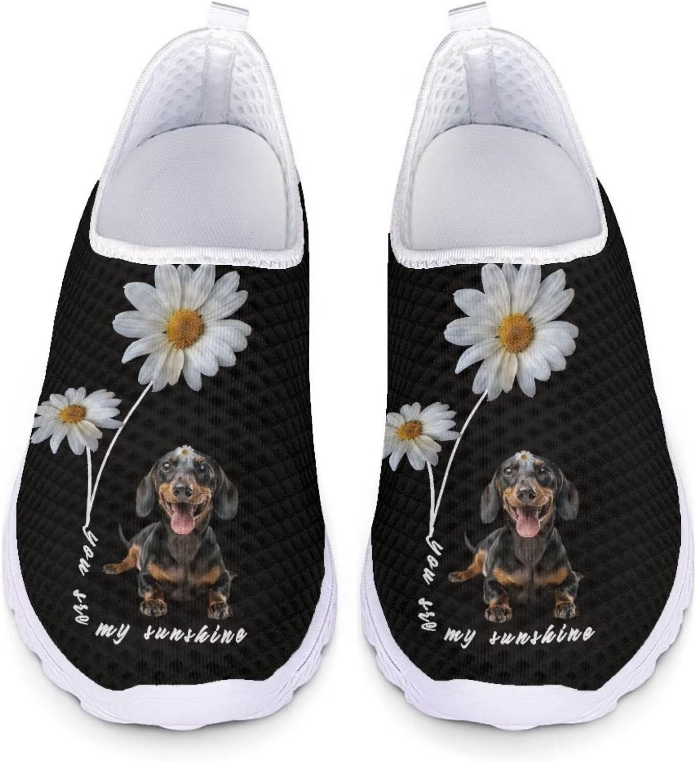 

Кроссовки из сетки для женщин и мужчин, прогулочная обувь, без шнурков, противоскользящие, размер США 5-12, спортивная одежда Xixirimido, Dog Daisy