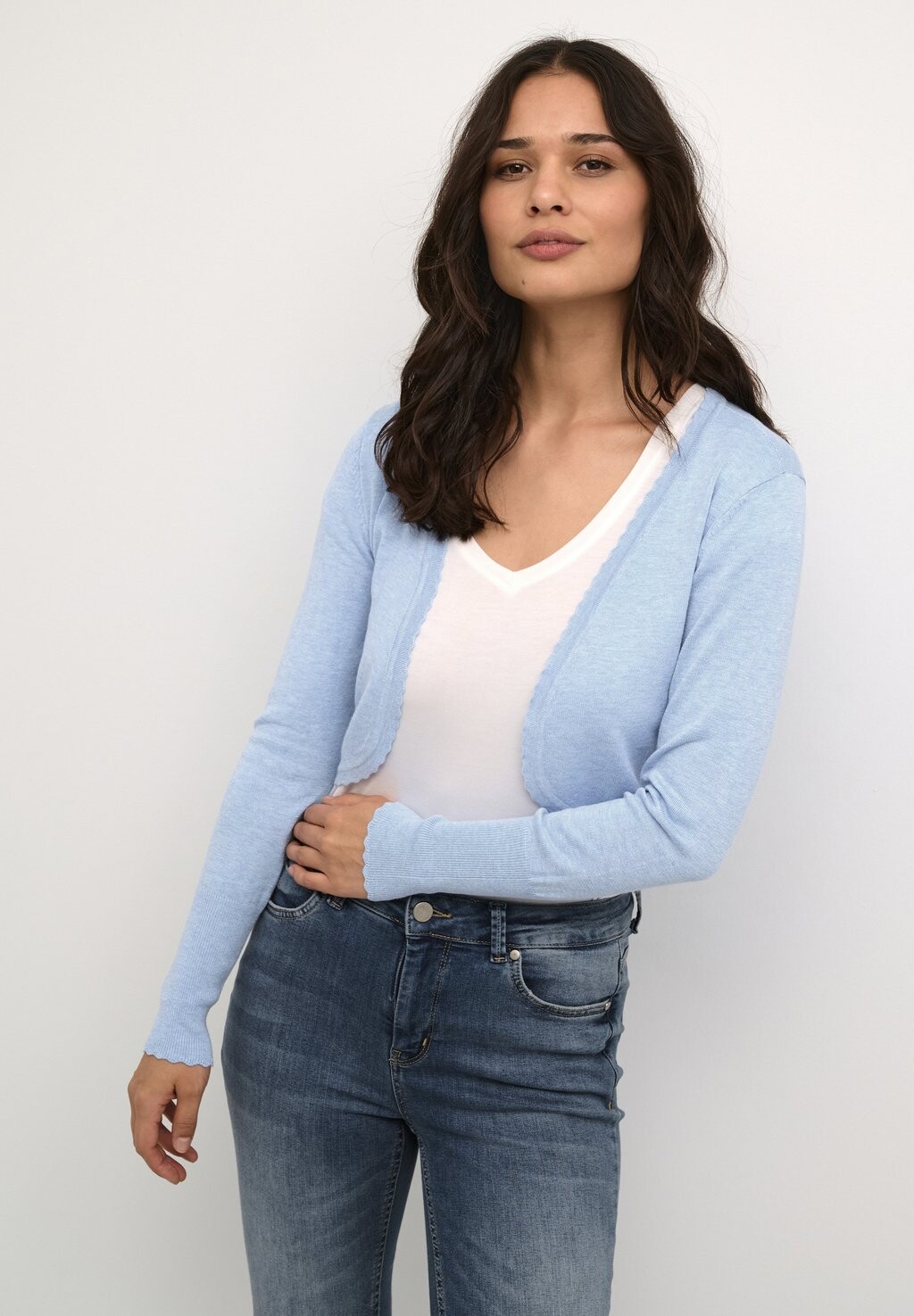

Кардиган CUANNEMARIE SCALLOP BOLERO Culture, цвет cashmere blue melange