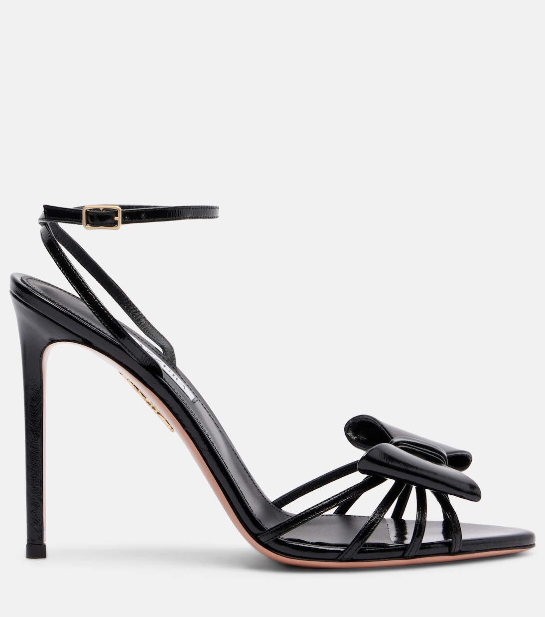 Кожаные сандалии Black Tie 105 с бантом Aquazzura, черный — фото 4