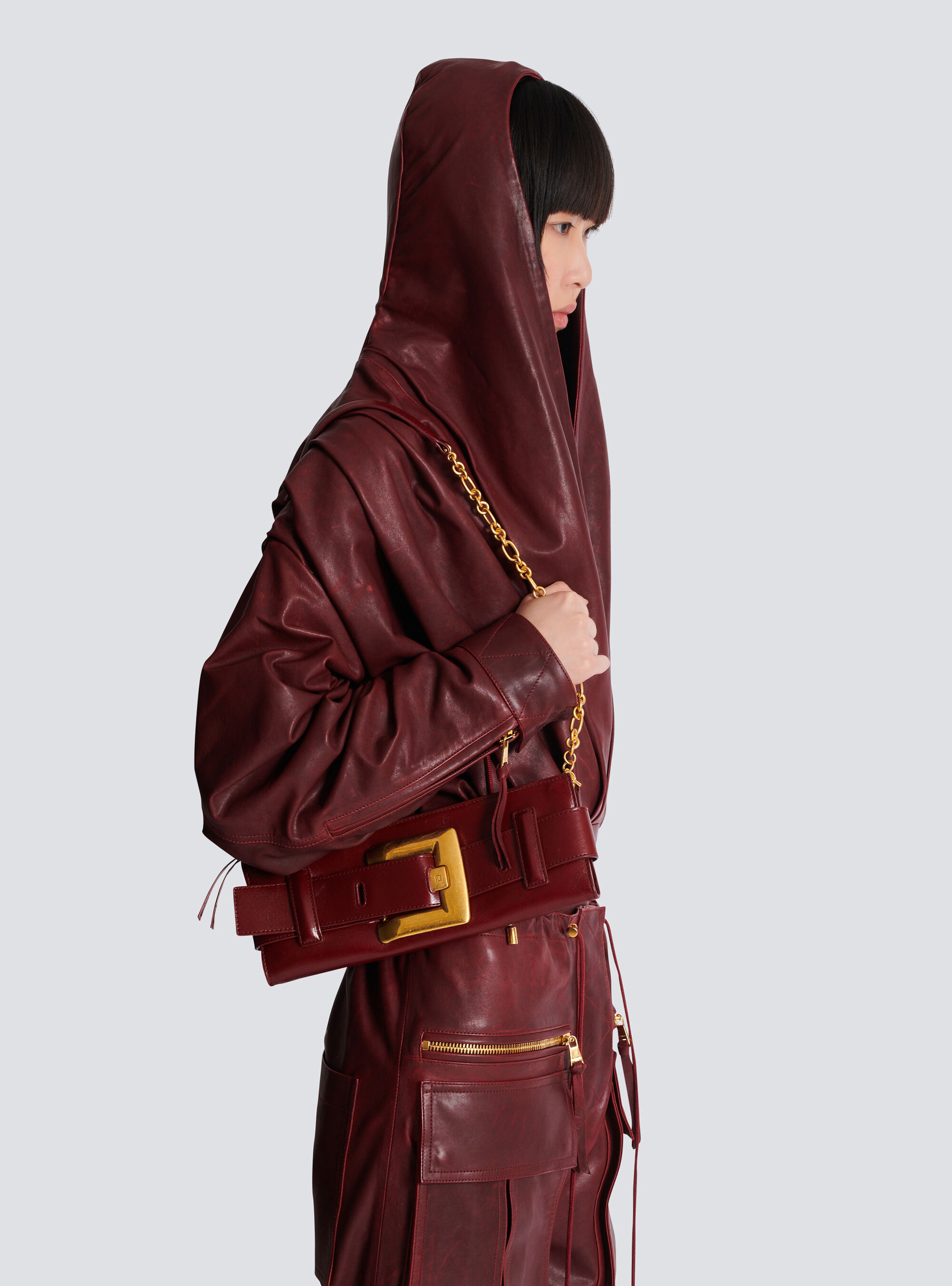 Клатч Anthem из телячьей кожи Balmain, коричневый — фото 2