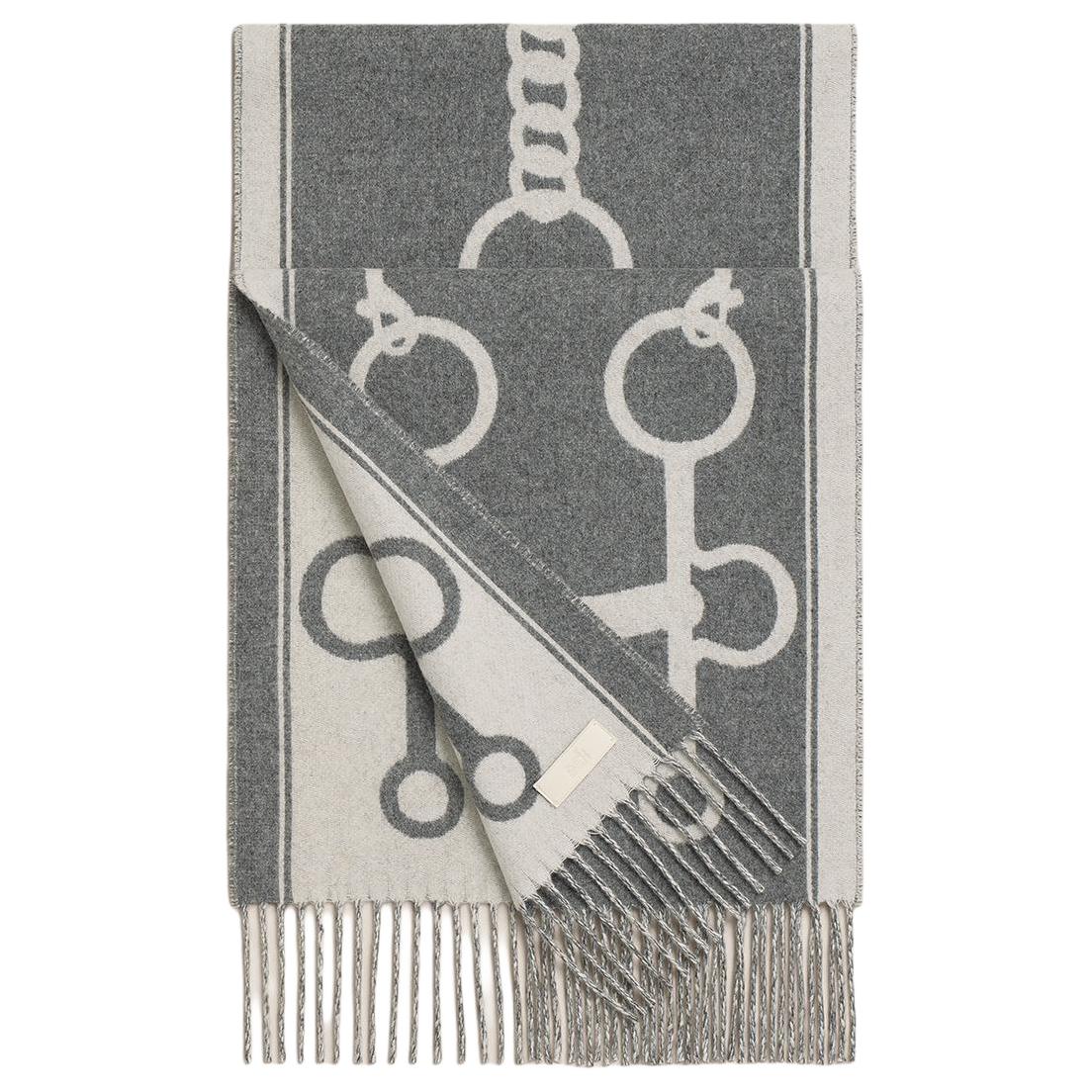 

HERMES Серый кашемировый шарф для женщин, Gray
