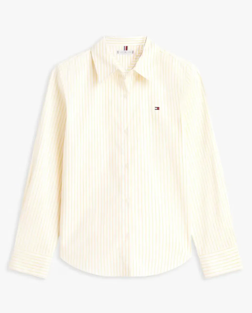 Женская рубашка в полоску классического кроя Tommy Hilfiger, желтый — фото 4