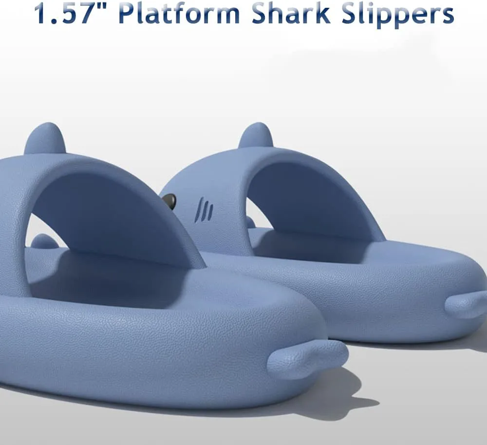 Тапочки для детей Zureto Shark, Тапочки для детей Cloudy Shark, Милые мультяшные детские тапочки Акула, синий — фото 2