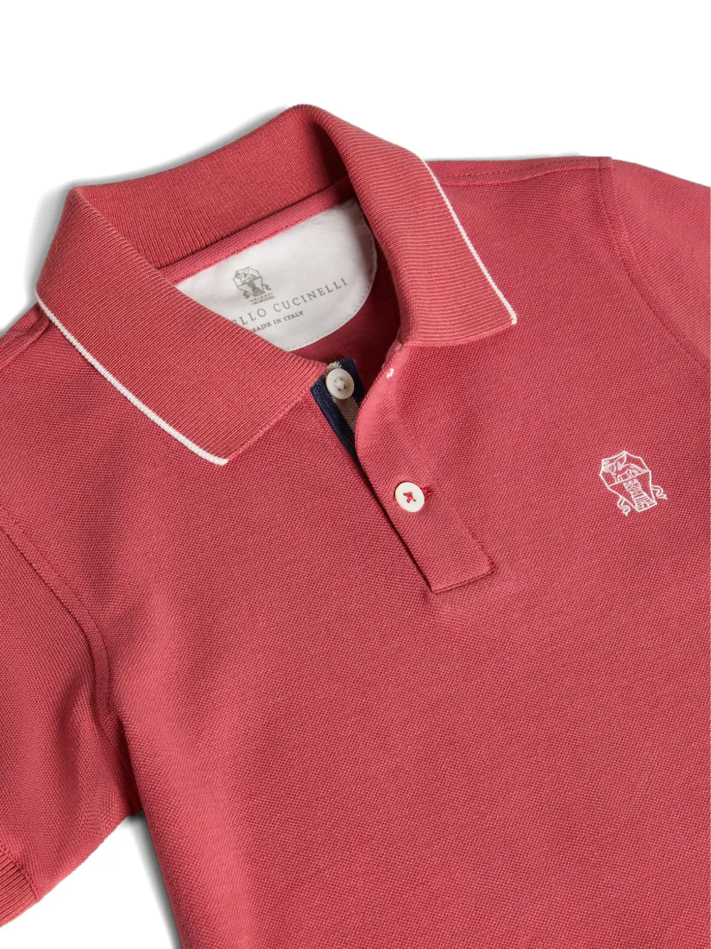 Хлопковое поло с логотипом Brunello Cucinelli Kids, красный — фото 3