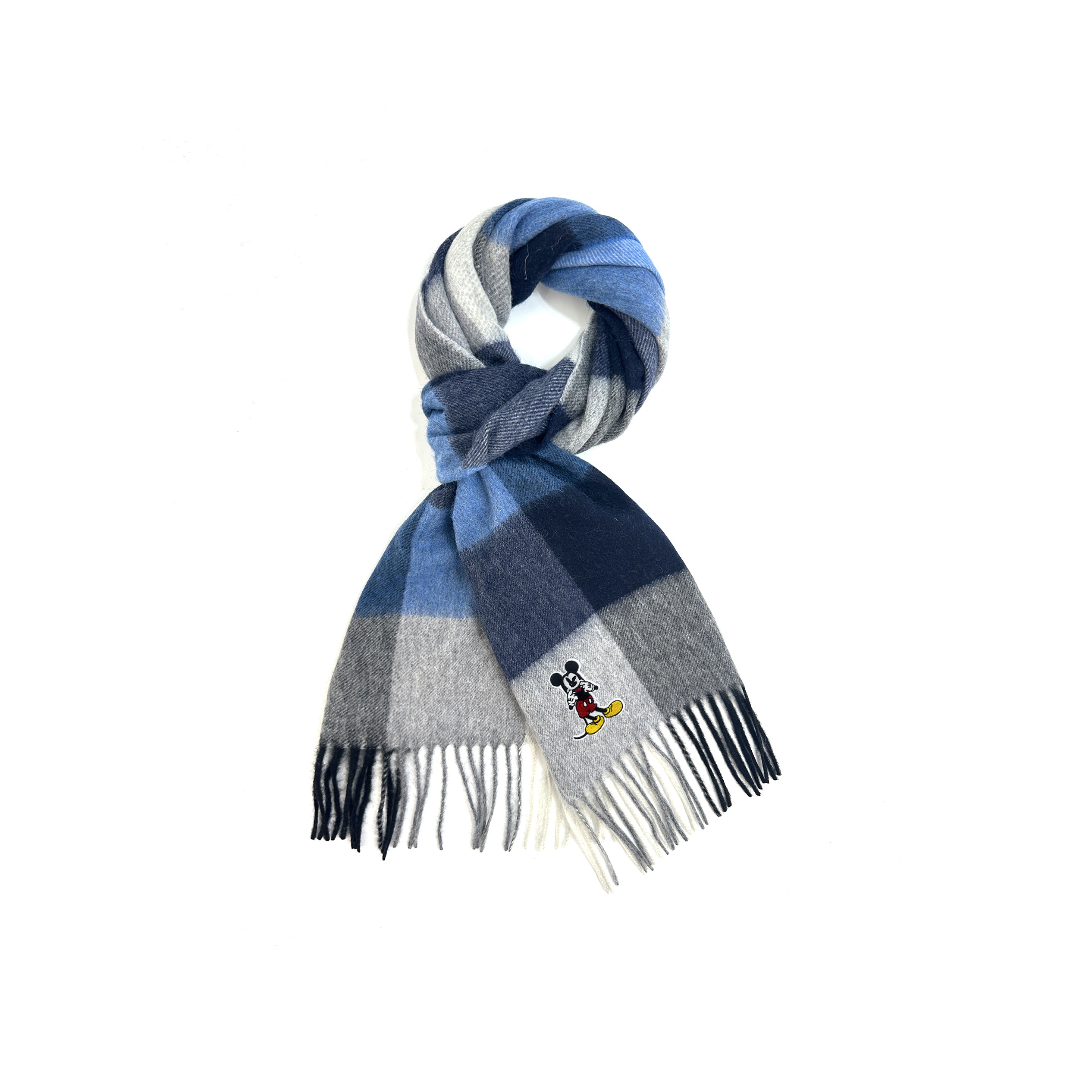 

Disney Микки вязаный шерстяной шарф унисекс, Blue Square Plaid